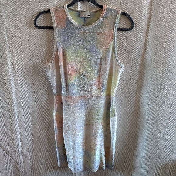 Aritzia Dresses & Skirts - Aritzia WILFRED FREE Crushed Velvet Rainbow Pastel Bodycon Mini Dress Medium